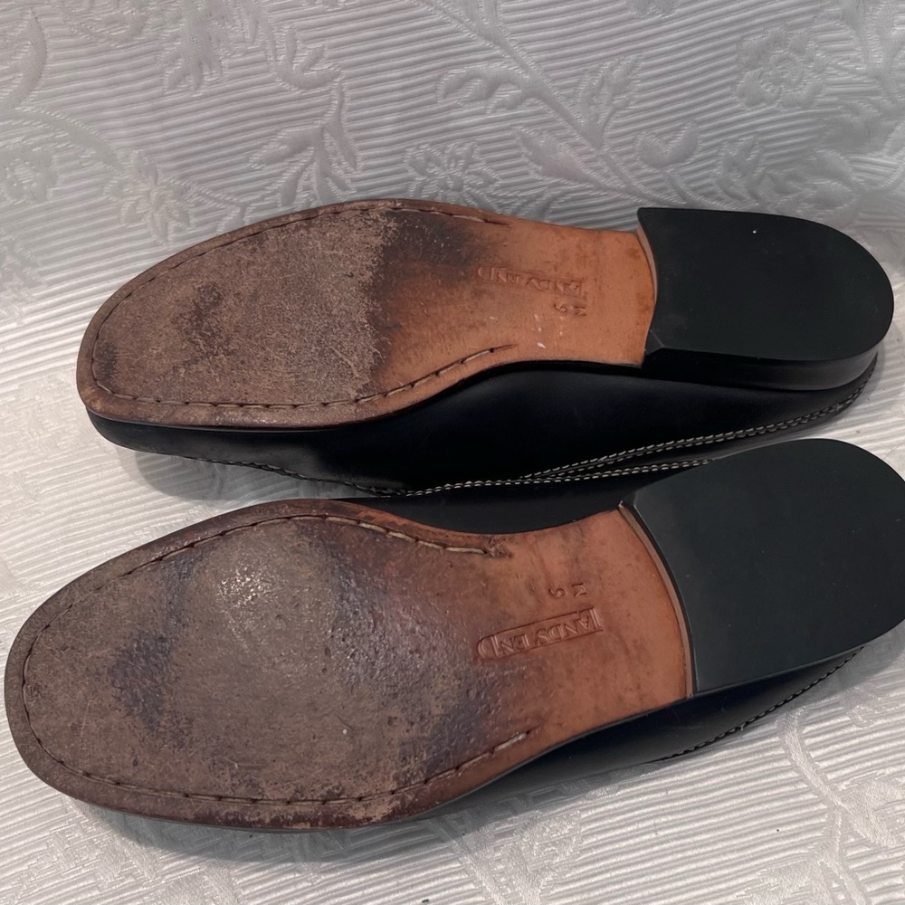 Lands End Shoes Mules Sz 6 Slip On Comfort Flats Black Leather - Picture 6 of 6